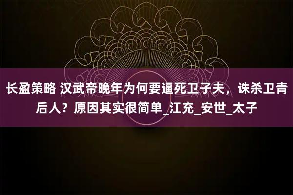 长盈策略 汉武帝晚年为何要逼死卫子夫，诛杀卫青后人？原因其实很简单_江充_安世_太子